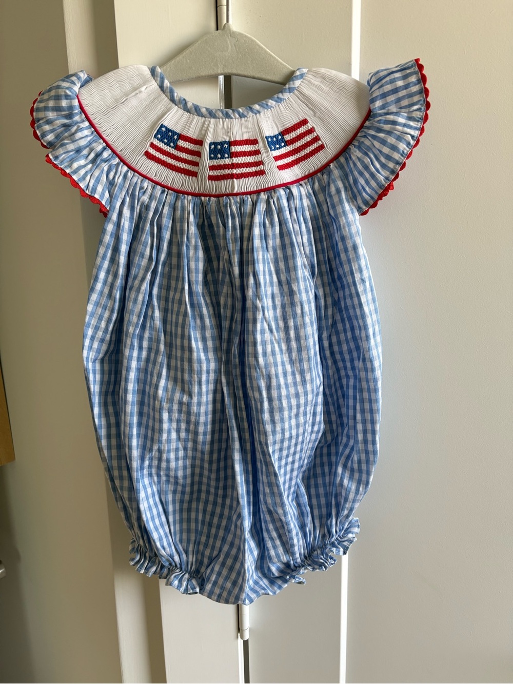 Smocked Patriotic Gingham Bubble